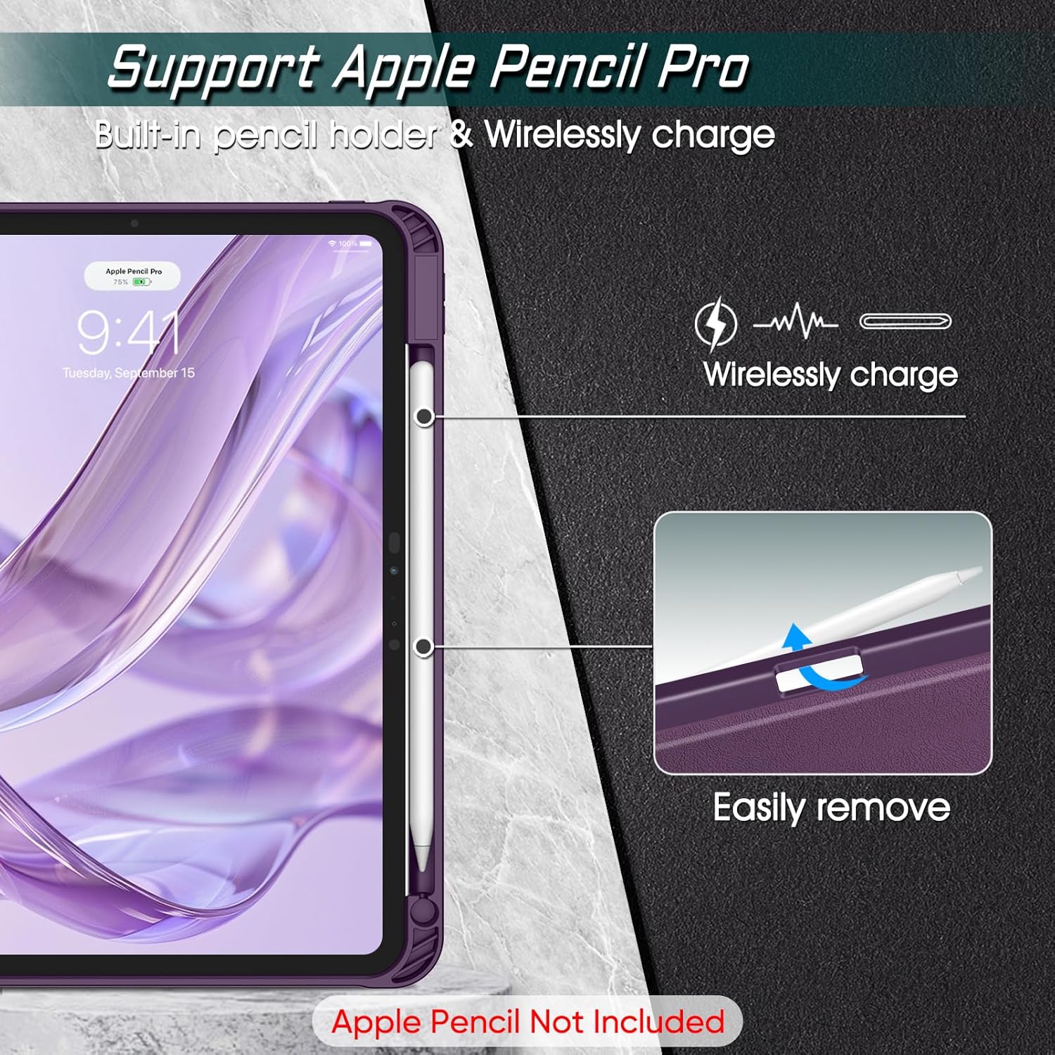 Fintie Magnetic Stand Case for iPad Pro 11-inch (M5) 2025 / (M4) 2024 - Multiple Angles Shockproof Rugged Soft TPU Cover with Pencil Holder, Auto Wake/Sleep, Purple