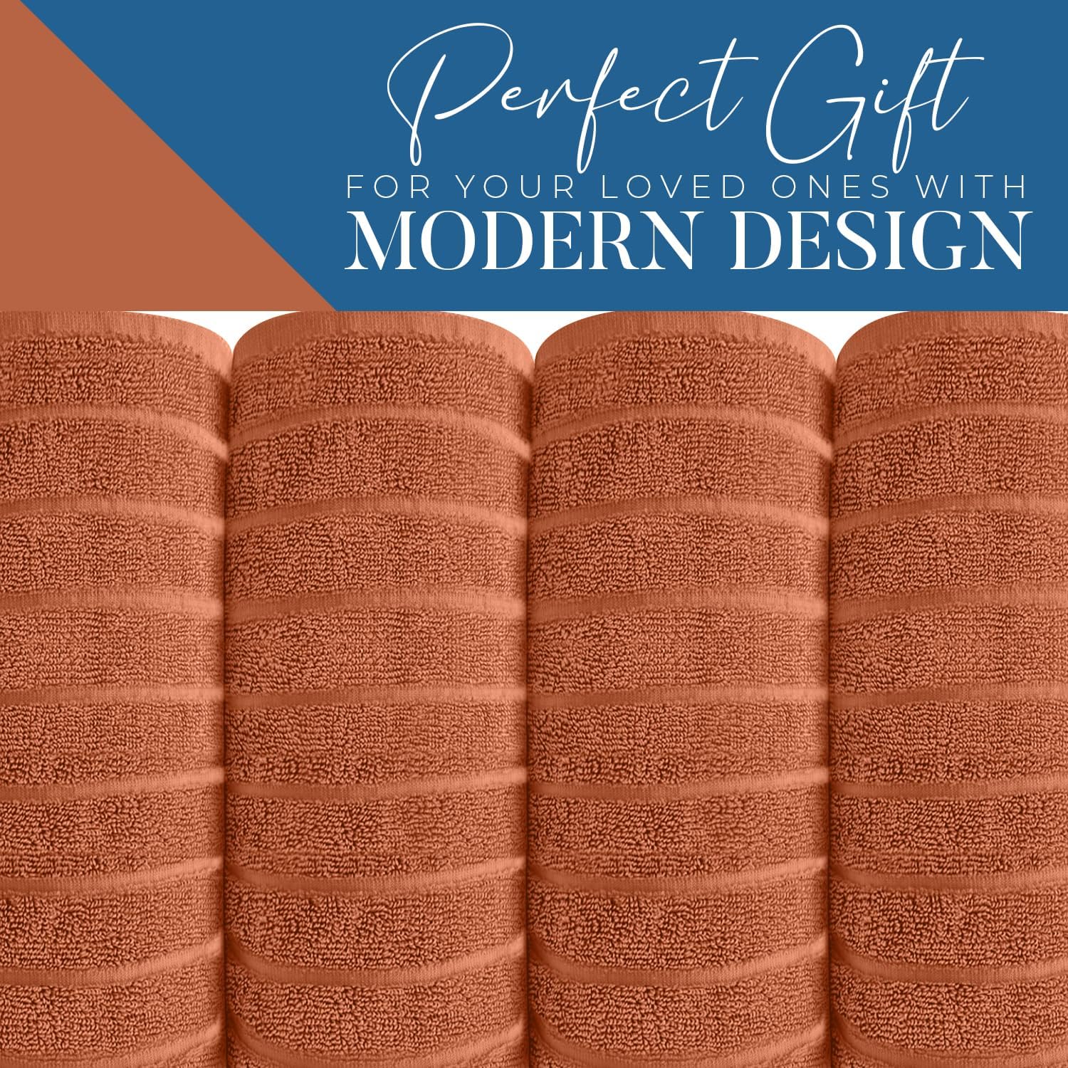 DAN RIVER 3-Piece Towel Set: 1 Oversized Bath Sheet (40x80 Inches) & 2 Bath Sheets (35x70 Inches), 550 GSM - Orange