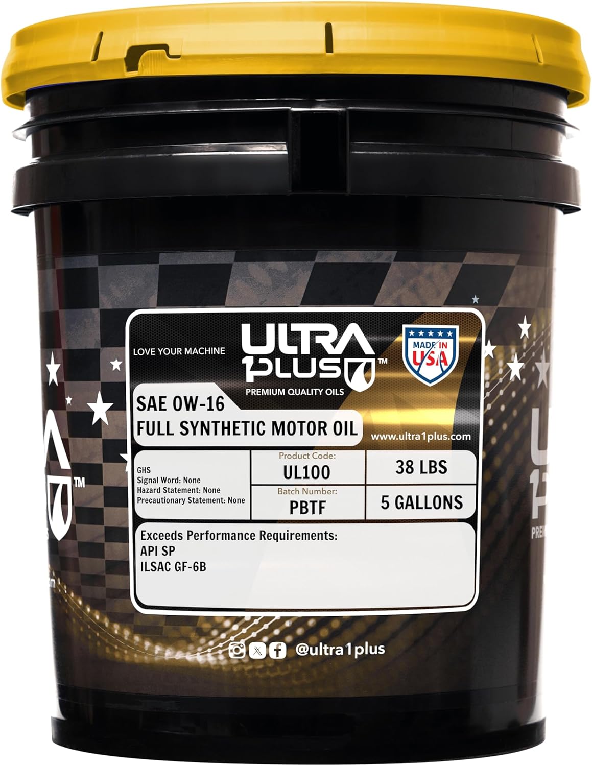 Ultra 1Plus SAE 0W-16 Full Synthetic Motor Oil API SP ILSAC GF-6B | 5 Gallon Pail