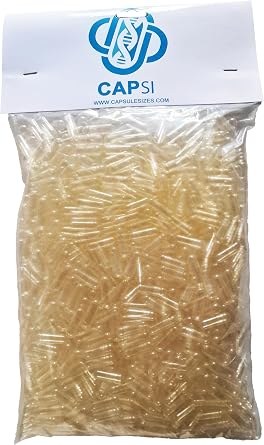 Empty Gelatin Capsules Size 00   1000 Count   Clear, High-Capacity 750 mg   Halal & Kosher Certified   Fits All size 00 Filling Machines