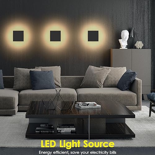 Miniatura 7 de Paquete de 2 lámparas LED de pared para interiores y exteriores, aplique de pared moderno, mini aplique de pared negro, luces de pared modernas para