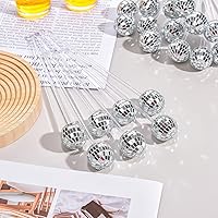 Vista 2 de Sawysine 24 piezas de bolas de discoteca, agitadores de cóctel, bola de discoteca plateada, varillas decorativas de espejo de 20 cm, agitadores