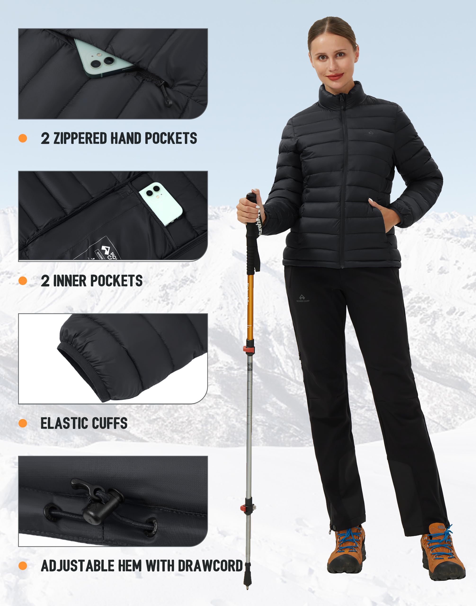 Pioneer Camp Piumino da donna ripiegabile invernale leggero trapuntato cappotto idrorepellente isolato termico caldo capispalla
