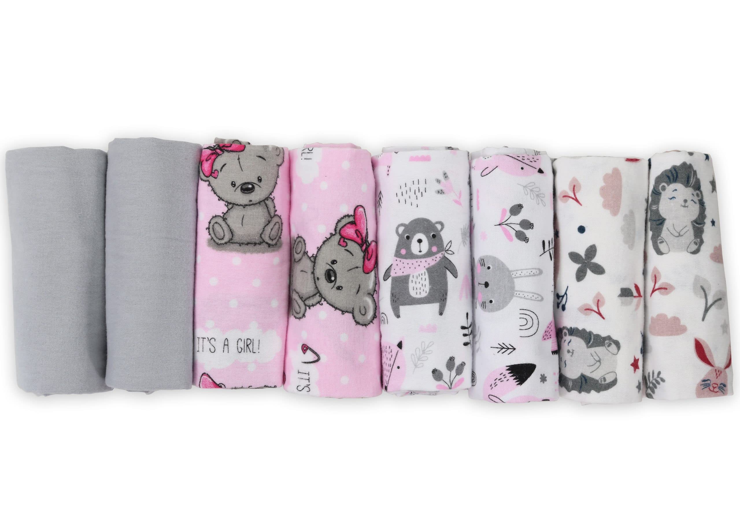 Chiffons en molleton bébé FENSILO lot de 8 langes coton 80x80 cm