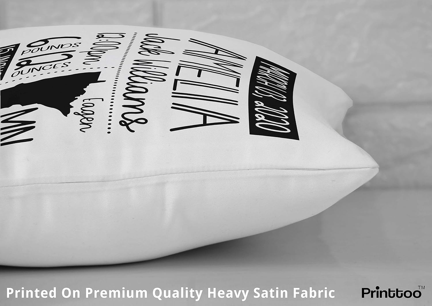 Printtoo Personalized Birth Announcement Pillow with Insert-Custom Baby Cheetah Birth Stats Baby Boy/Girl Gift Nursery Décor-14x14 Inches