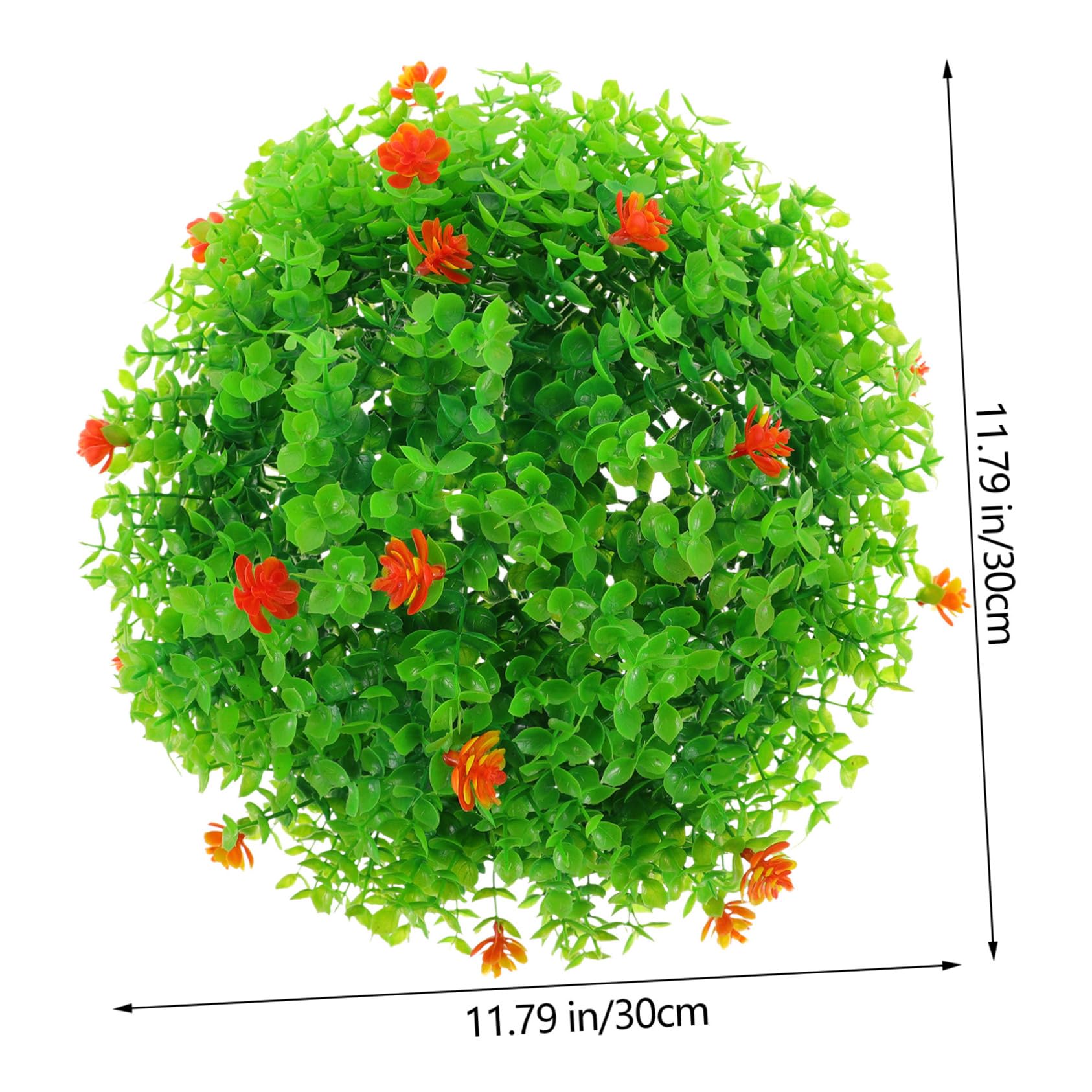 STOBAZA Artificial Eucalyptus Topiary Ball Faux Plant Sphere with Flowers for Indoor Outdoor Hanging Decor Plastic Decorative Grass Ball for Home Wedding Porch