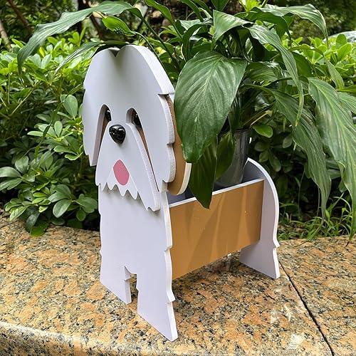 Miniatura 2 de Maceta para perros, macetas de flores de animales lindas para decoración de jardín al aire libre, Shih Tzu amarillo, contenedor de almacenamiento de