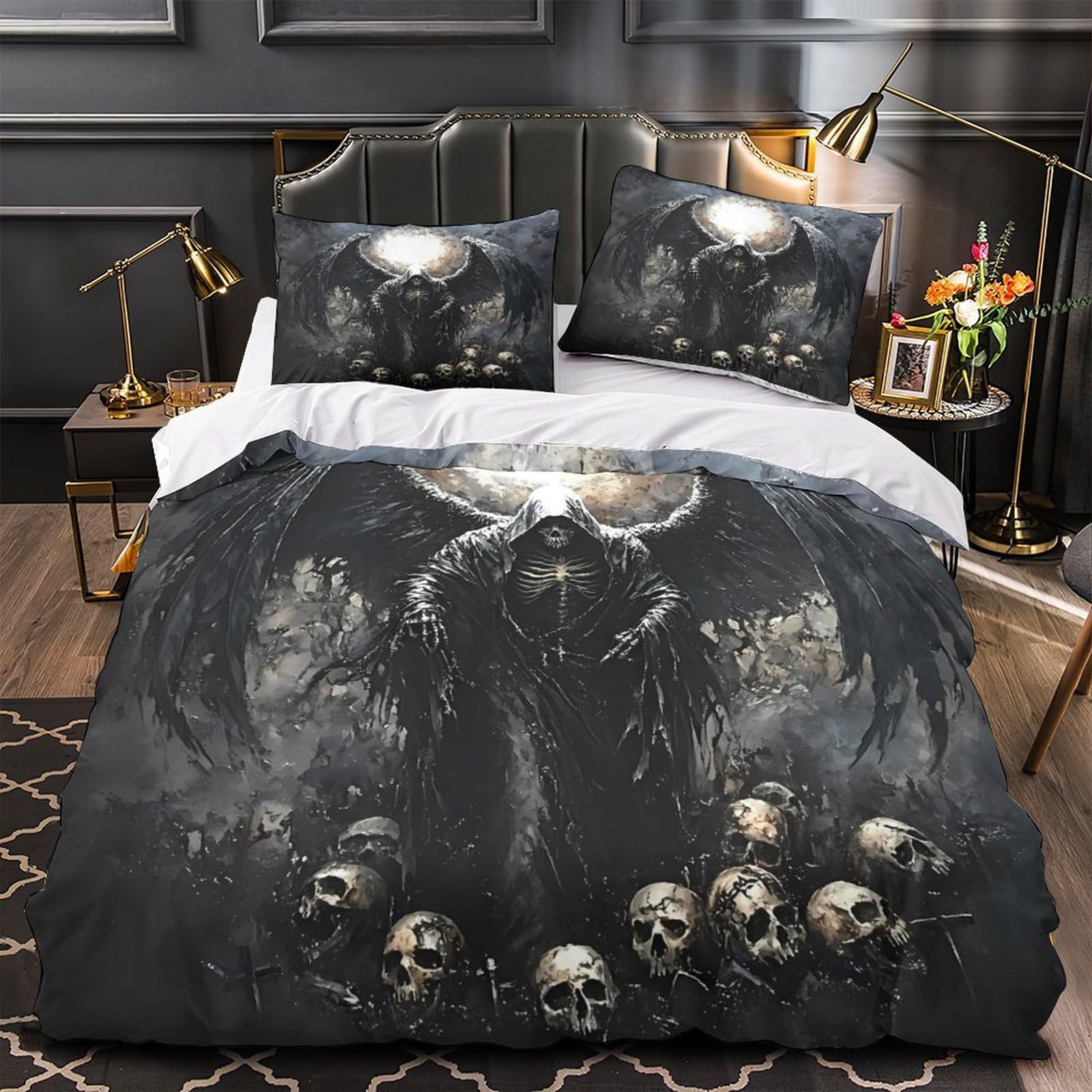Parure de lit pour chambre d'enfant et ado décor dark fantasy parure 200x200cm