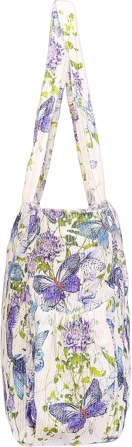 Corduroy Tote Bag for Women Shoulder Bag for Gym Travel Work