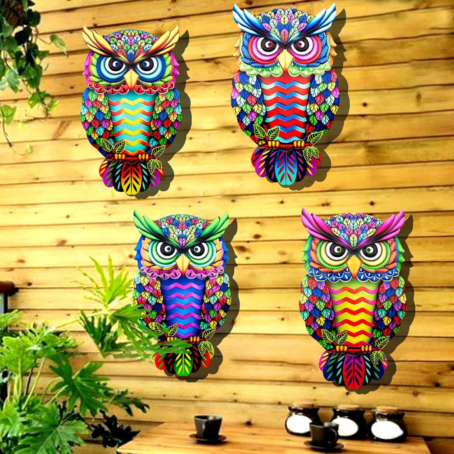 Metal Owl Wall Decor 3D Outdoor Wall Art Patio Fence