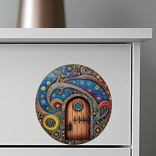 Miniatura 7 de Night Time Starry Sky Fairy Door with Flowers - Adhesivo de pared 3D para puerta de hadas