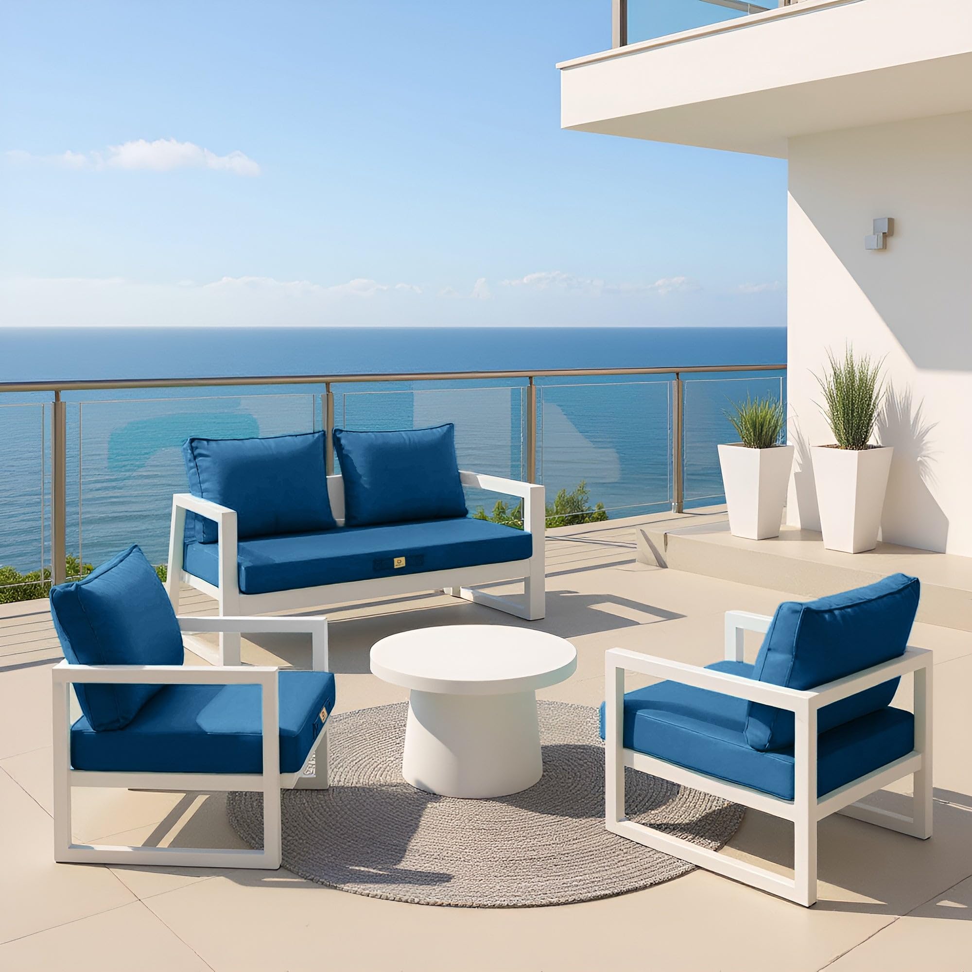 Cojines Exterior para salón de jardín - Ideal para terraza, balcón y salón de Exterior - 70x60 cm - Desenfundable, Impermeable y Anti-UV - Azul petróleo - DÉCO Arts