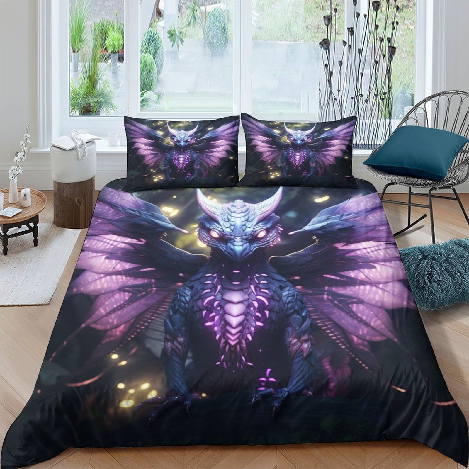 Housse de couette dragon fermeture éclair pour changer de lit facilement