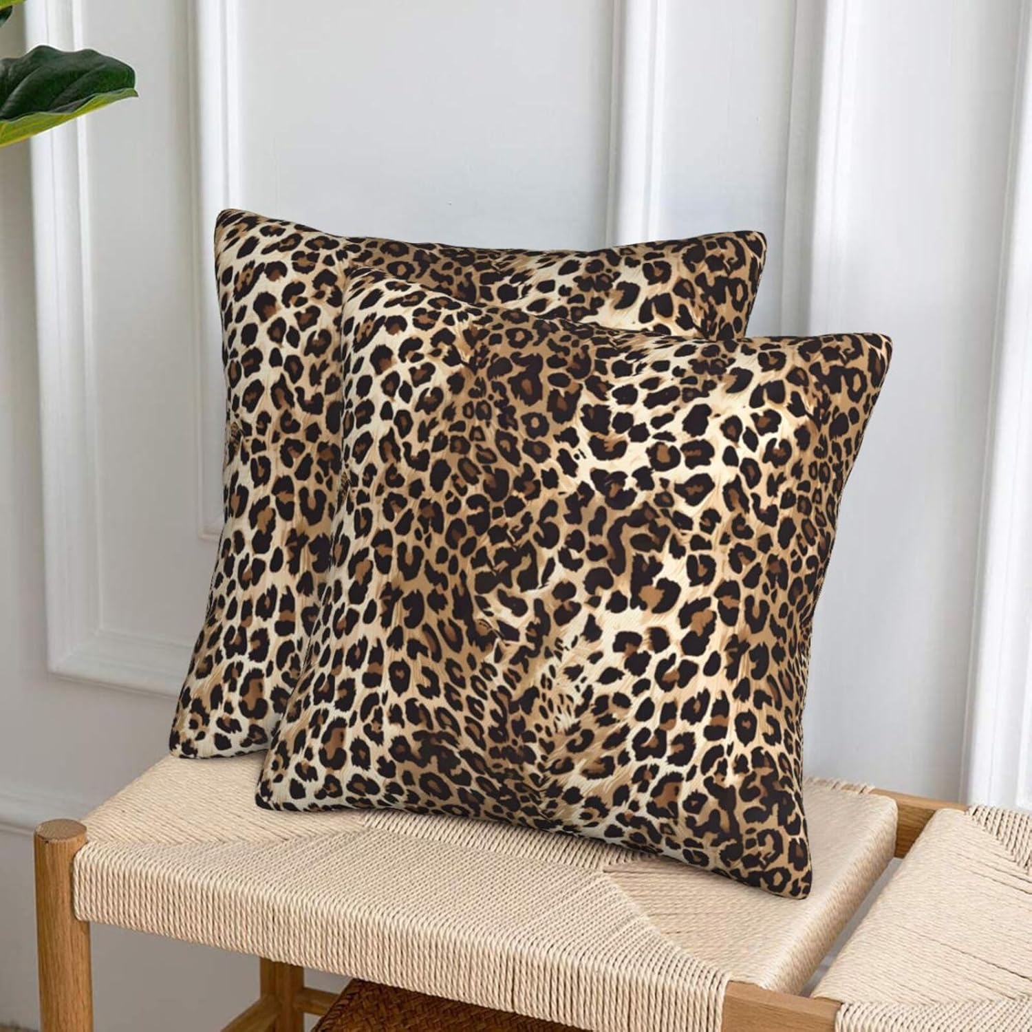 Yobvec Cheetah Print Pillow Covers Home Decor 18x18 Inch, Leopard Print Throw Pillowcase Decorative Cushion Cover for Bed Sofa Couch, 2 Sets - Image 2