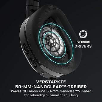 Turtle Beach Stealth 600 PC Kabelloses Gaming Headset w/ 80hr Stunden 50mm Lautsprecher und Bluetooth für PC PS5 PS4 Schwarz