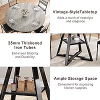 Vista 5 de Mesa de comedor redonda para 4 personas, mesa de pedestal circular de cocina, comedor, mesa de pedestal, muebles de cocina y comedor de madera que