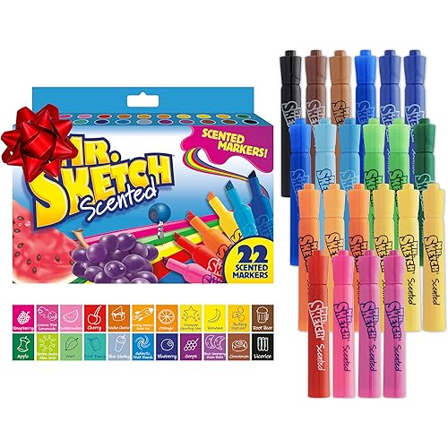 Mr. Sketch Scented Markers, Chisel Tip, Assorted Colors 22 Count - Fun for Kids, Spark Creativity, Holiday Gift, Stocking Stuffer
