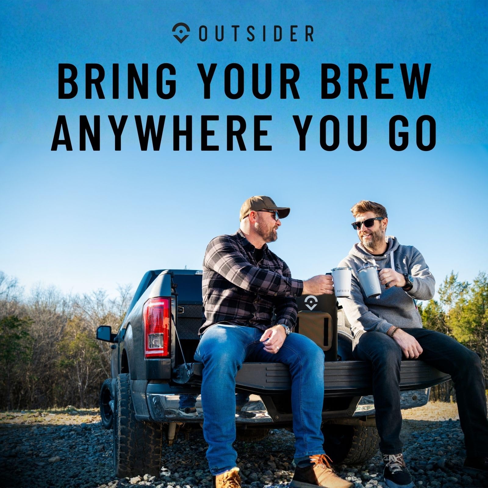 OUTSIDER The AM Vakuumisolierter Kaffeebecher aus Edelstahl mit 180° drehbarem Drehgriff und verschließbarem, auslaufsicherem Deckel, Reisebecher für Outdoor, Zuhause und Büro, Schwarz