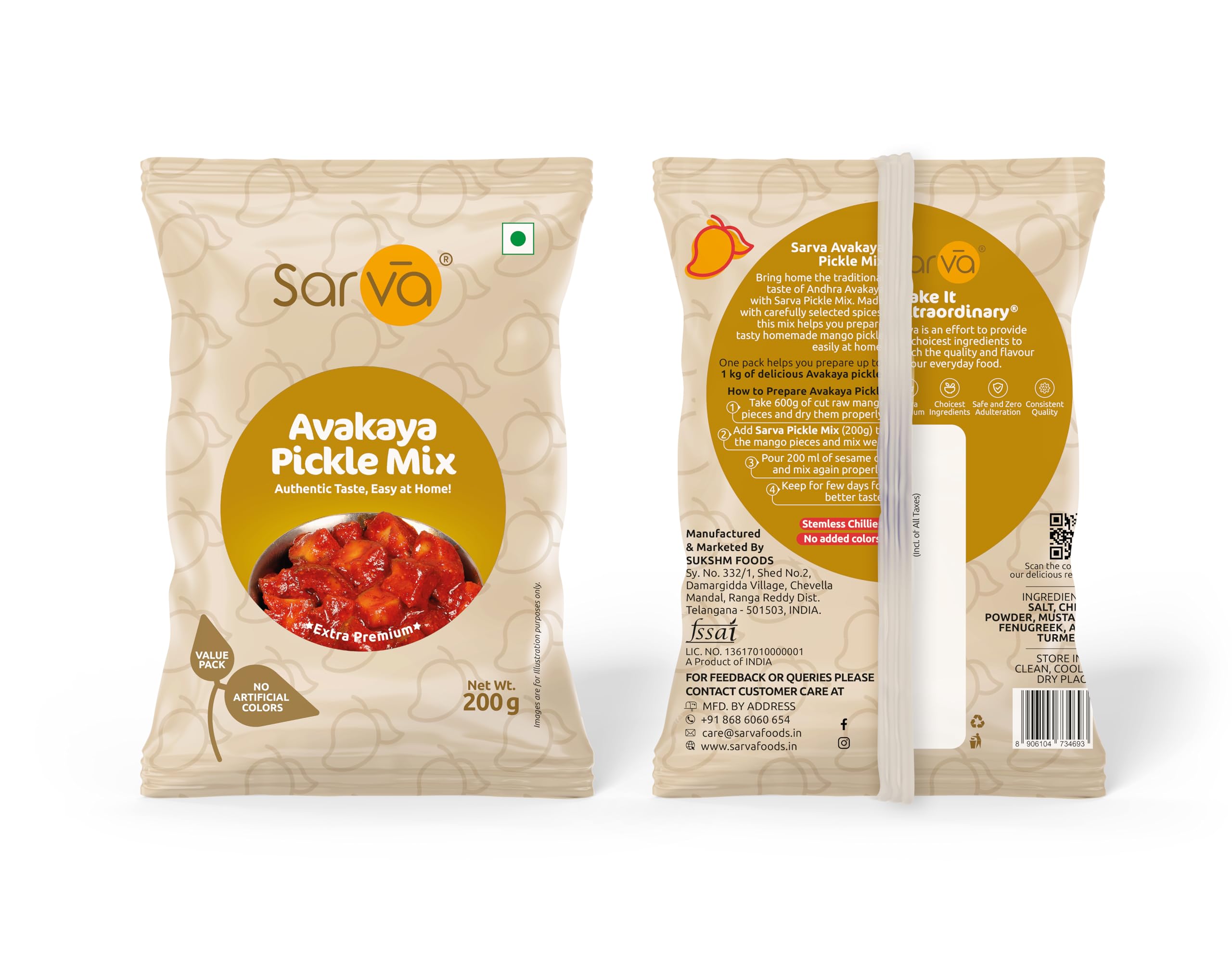 SARVA Avakaya Pickle Mix | Authentic Andhra Mango Pickle Masala | Traditional Spicy Avakai Mix with Premium Stemless Chillies for Homemade Pickle Preparation and Rich Flavorful Meals (200g) 4