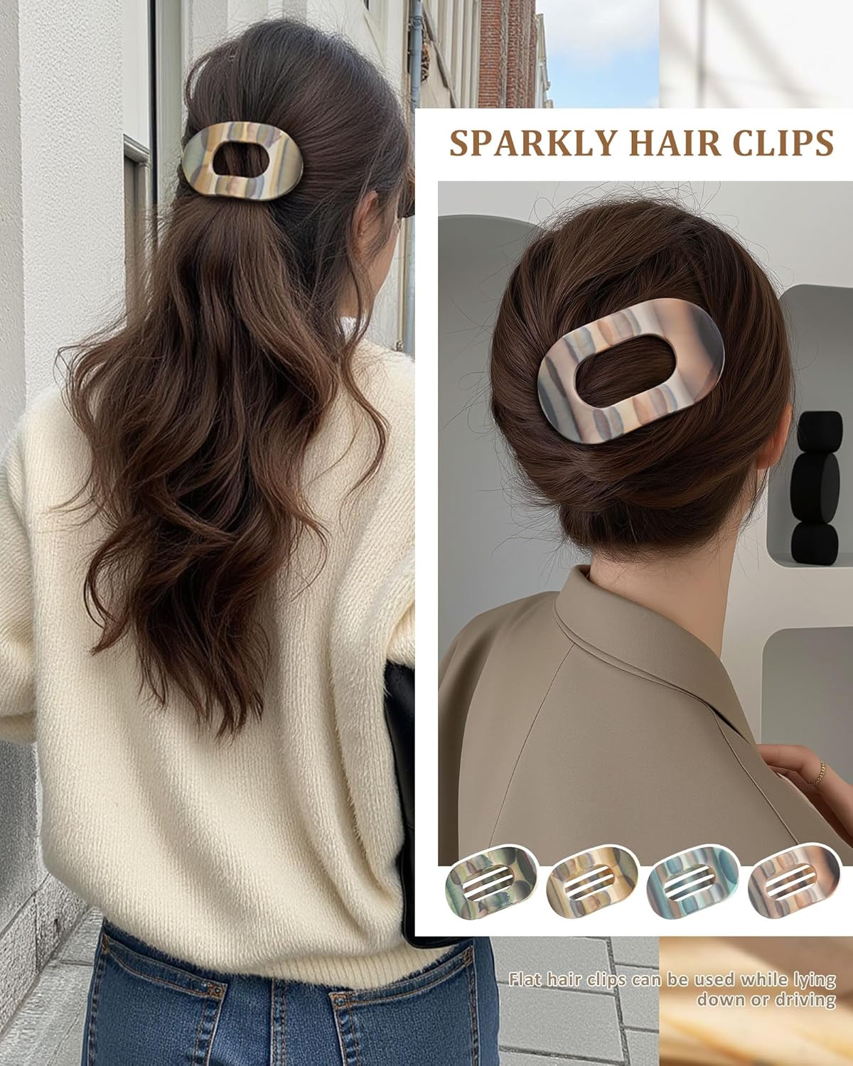 4 PCS French Flat Hair Clips for Women Stylish Hand-Painted Watercolor Flat Hair Claws for Thin Thick Hair Strong Hold No-Slip Duckbill Hair Barrettes for Women Girls（Green + Yellow + Orange + Blue） - Image 7