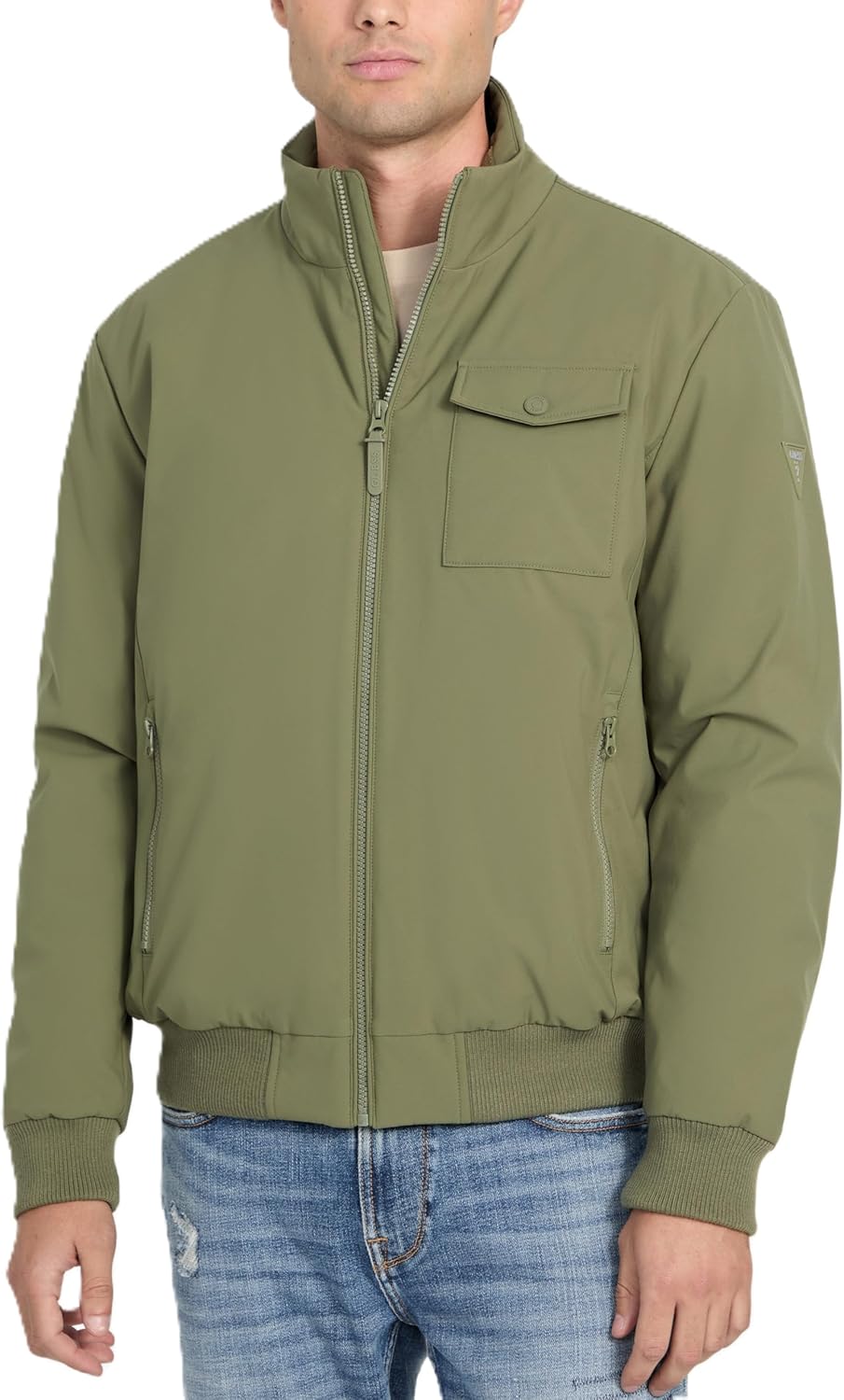 GUESS Men's Jussi Softshel Bomber Stand Collar