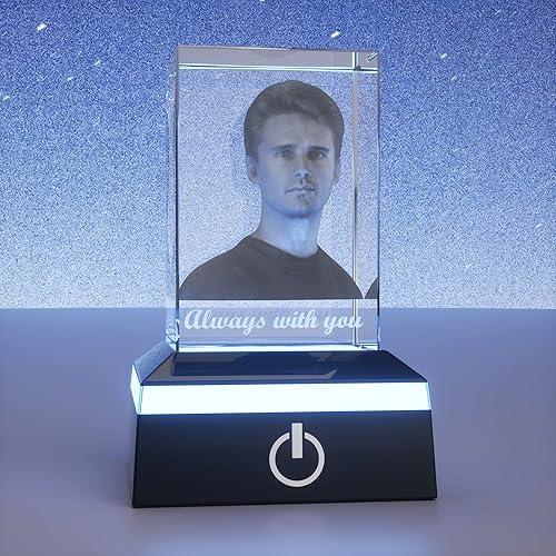 Aro Torliy Foto personalizada de cristal 3D, regalos de recuerdo conmemorativo de cumpleaños para tu ser querido en - Imagen 3D en cristal con base