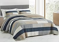 Vista 29 de Chezmoi Collection Cooper - Juego de edredón de retazos de 3 piezas en gris apagado, blanco y marfil con diseño floral y a cuadros - Colcha