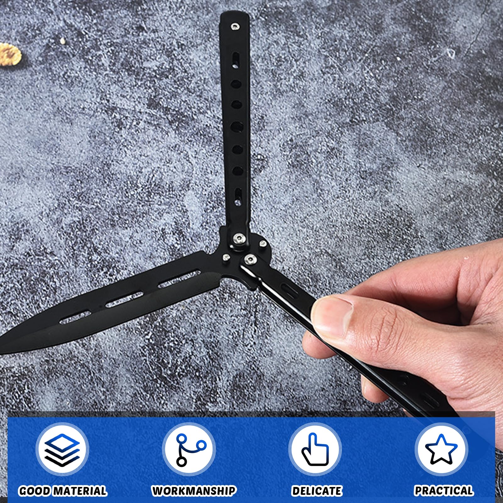 GBKDQQ Ensemble de 4 couteaux papillon, couteau d'entraînement papillon avec lame non affûtée, peigne papillon en acier inoxydable, couteau papillon, figures de balisong pour débutants et adultes