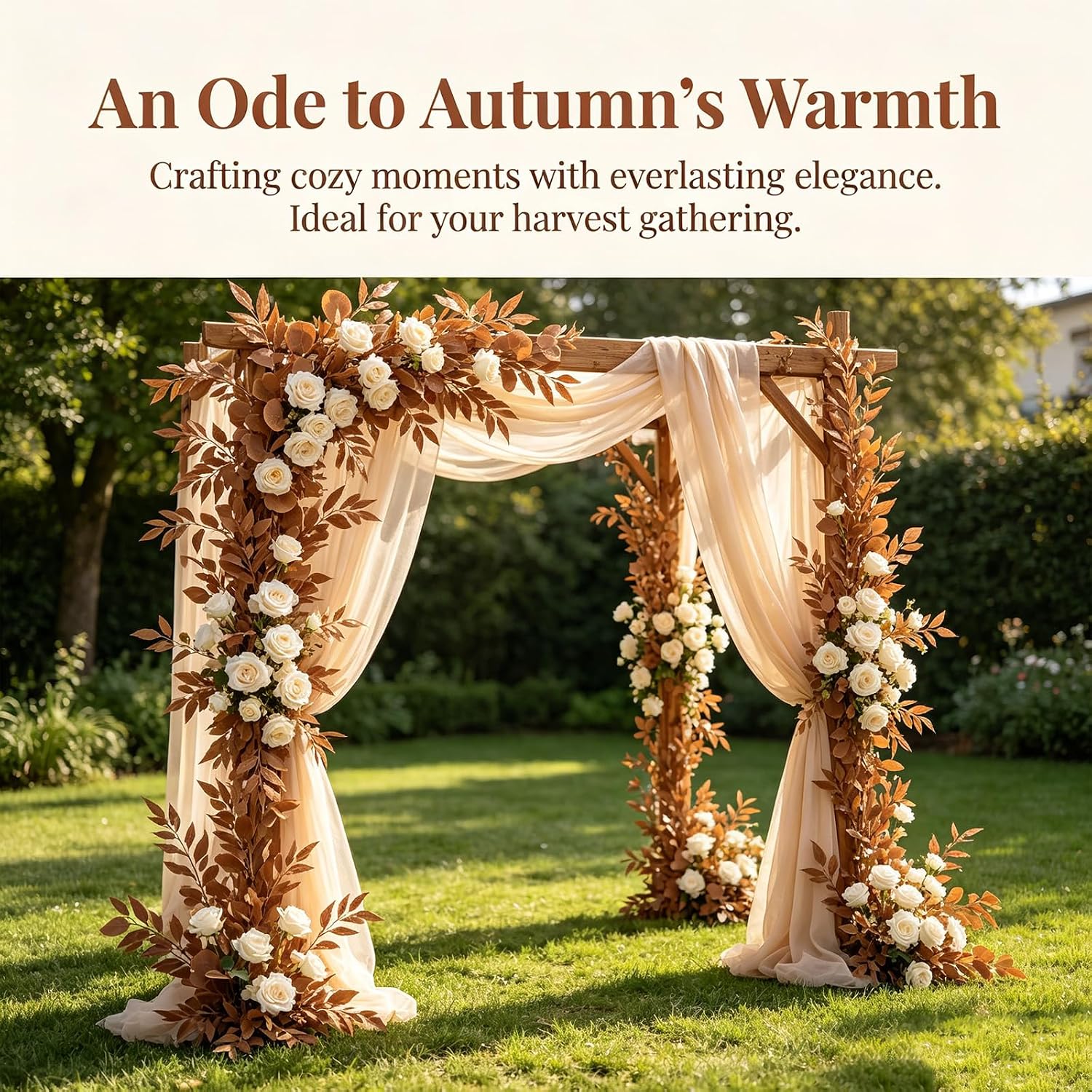 GREENTIME 1Pack 6.5Ft Fall Artificial Eucalyptus Garland with Willow Leaves | Orange Silk Greenery Garland Faux Leaf Garland Fake Ivy Vines for Rustic Wedding Arch Table Runner Mantel Wall Hanging Decor
