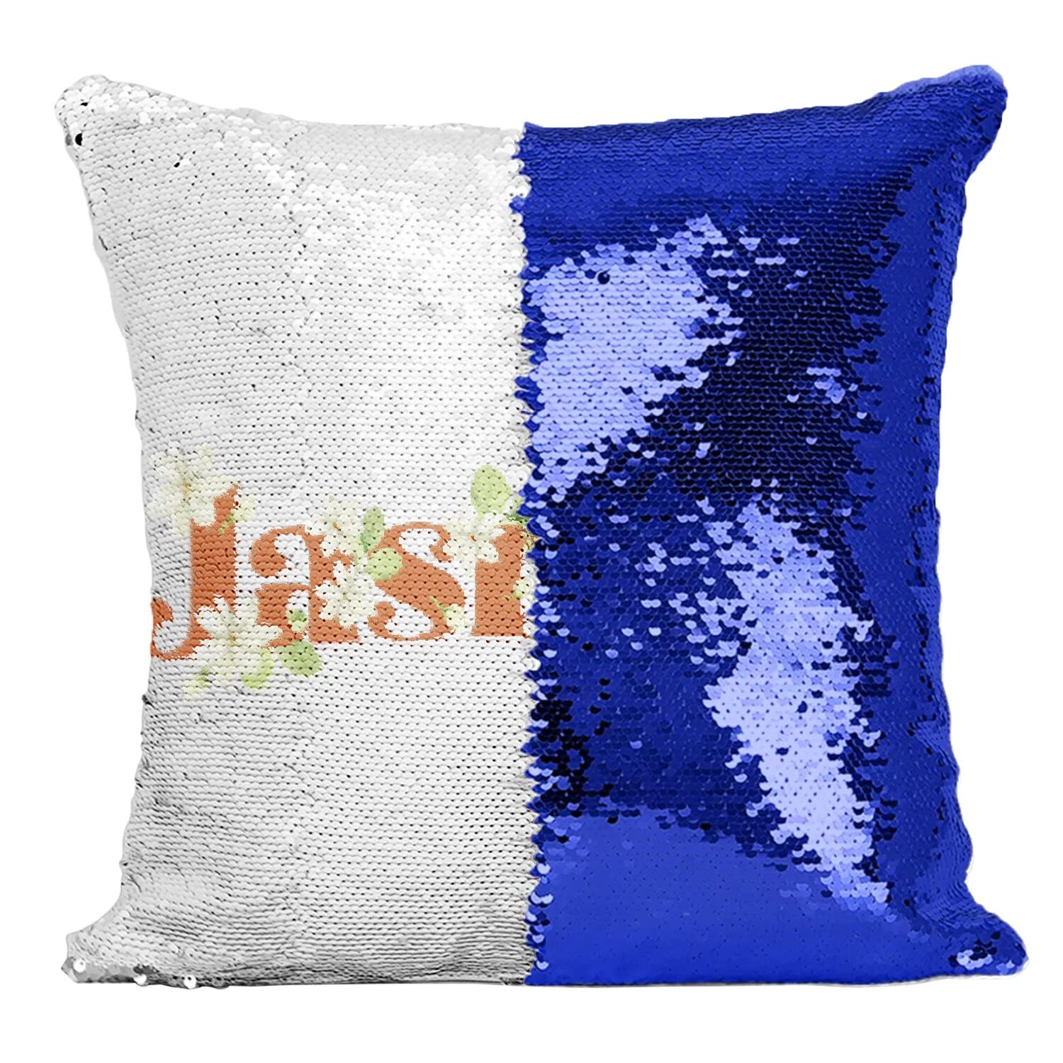 Coussin paillettes bleu pour un jardin chic