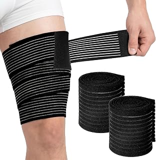 2Pcs Hamstring & Thigh Compression Wraps, Adjustable Hamstring Braces, Quad Knee Bandage Support Sleeve for Varicose Veins Treatment Pain Relief(Black)