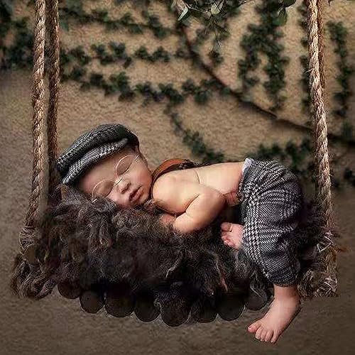 Miniatura 6 de Zeroest Accesorios de fotografía para bebé, recién nacido, sesión de fotos, traje de caballero para bebé, conjunto de traje de celosía (J-verde)