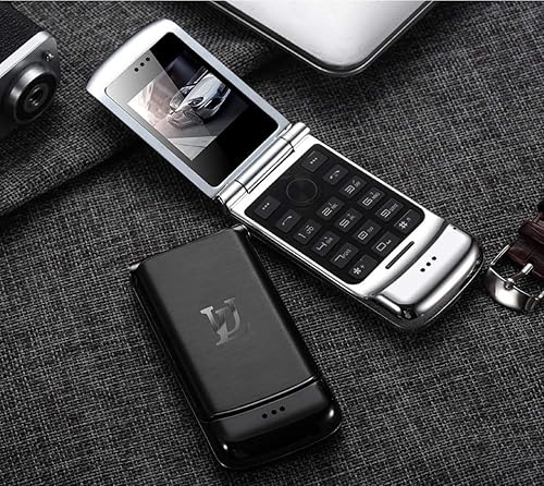 Miniatura 8 de Ulcool V9 Pequeño Flip Metal Cuerpo Dual Sim Card Teléfono celular móvil de lujo desbloqueado (negro)