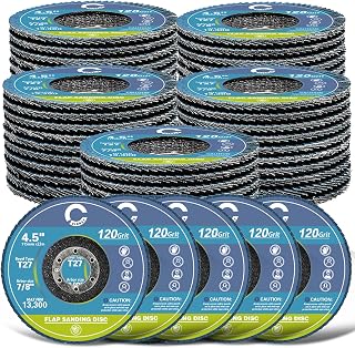 50 Pack 4 1/2" Flap Discs for Angle Grinder, T27 120 Grit Zirconia Flap Discs 4 1/2 for Metal, Wood, Stainless Steel, Durable Grinding Wheels for Surface Preparation and Finishing