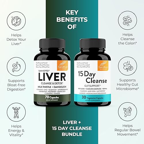 Miniatura 5 de Sandhu's Suplemento de desintoxicación y limpieza intestinal de 15 días para mujeres y hombres  Apoya la salud hepática, intestinal y digestiva