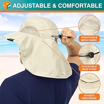 Amazon.com: SUN CUBE Wide Brim Sun Hat with Neck Flap, Fishing