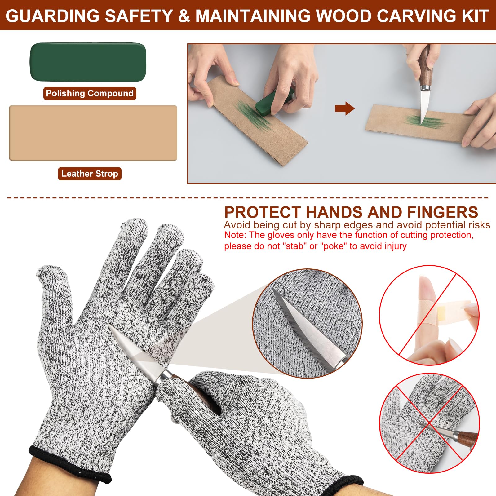 Ciseaux à Bois,20 in 1 Outils de Sculpture bois,Outillage Bois avec 7 Couteau Sculpture bois,8 Blocs de Tilleul,Professionnel/Junior Outil de Ciseaux a Bois Kit DIY avec Gants anti-coupure