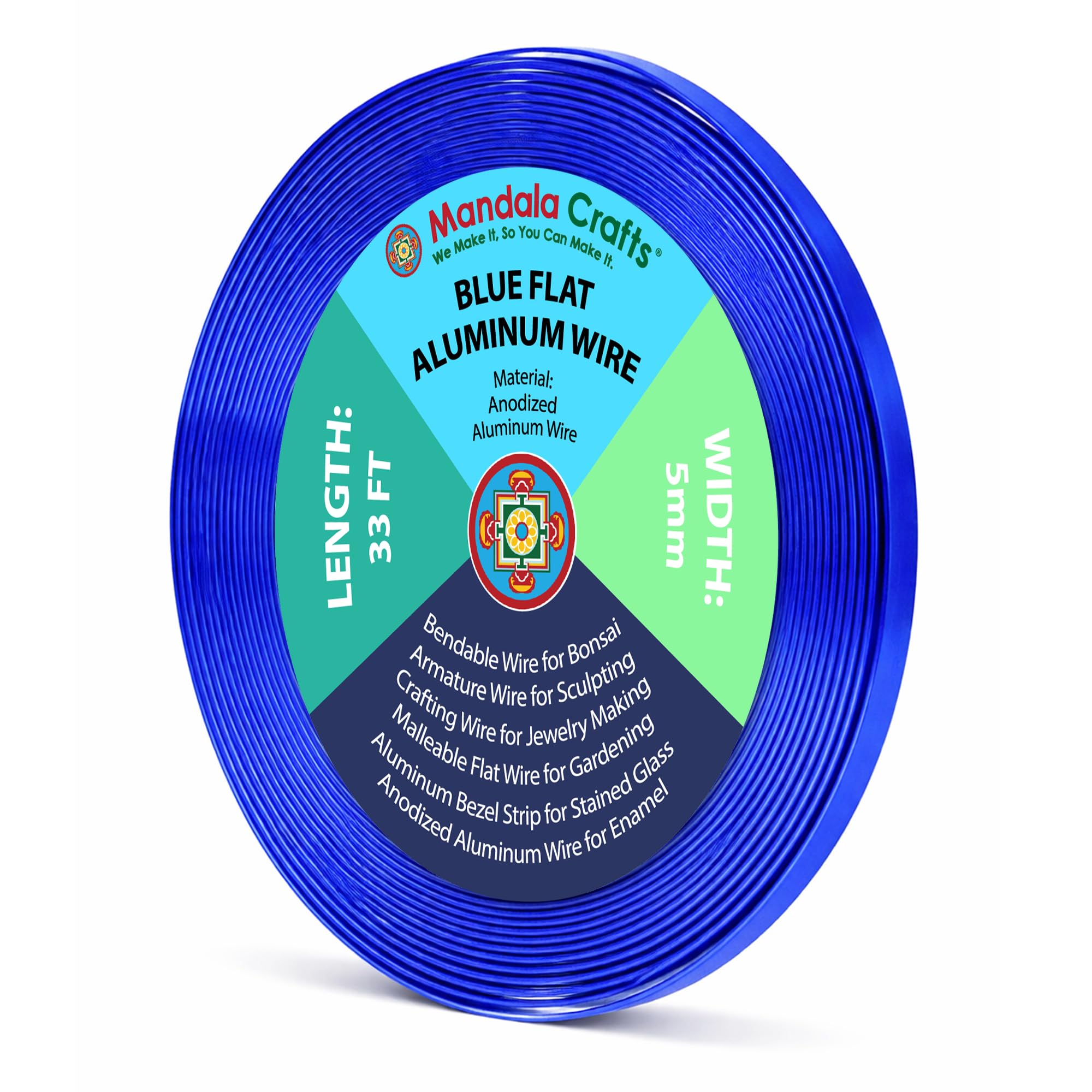 Mandala Crafts 5mm Blue Flat Aluminum Crafting Wire for Sculpting