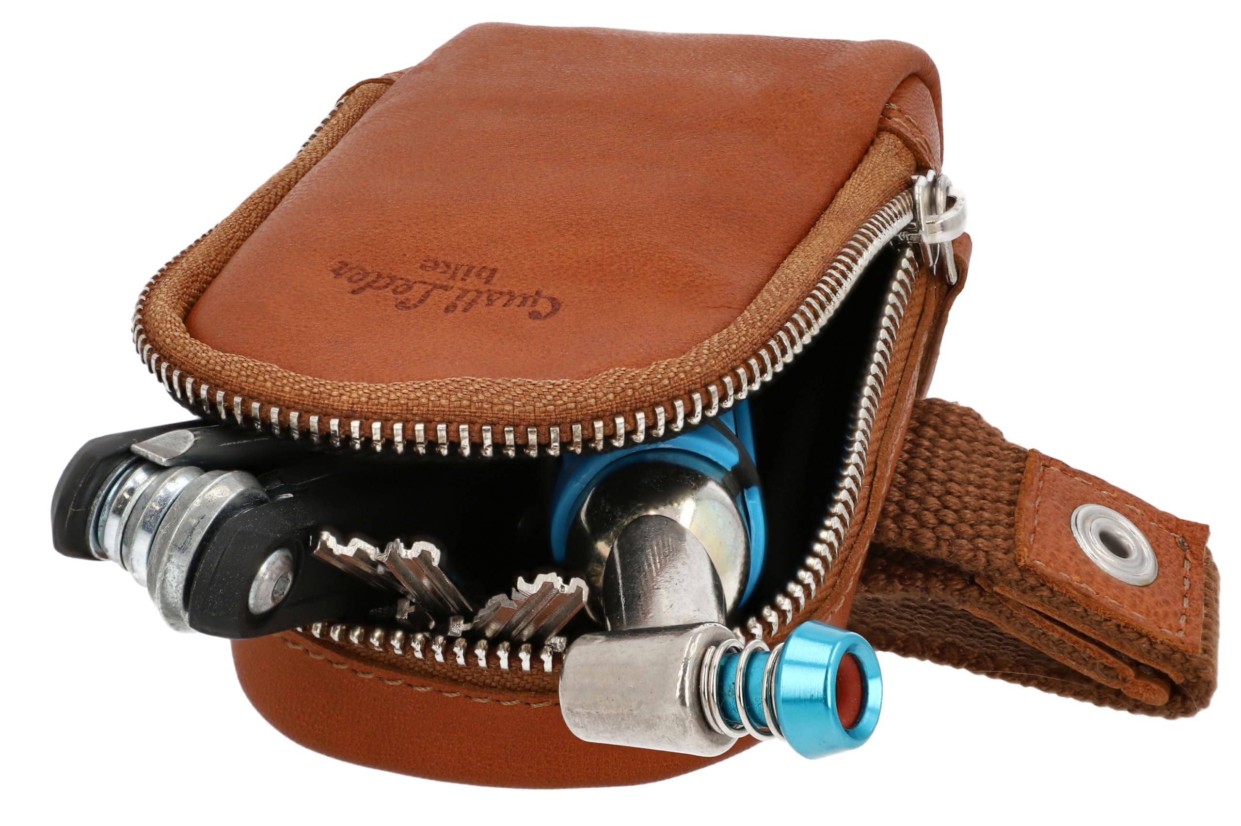 Gusti Satteltasche Leder- UDO B. Schlauchtasche mit wasserfestem Fahrradtasche für Werkzeug Ledertasche Vintage Braun Leder Sport & Freizeit