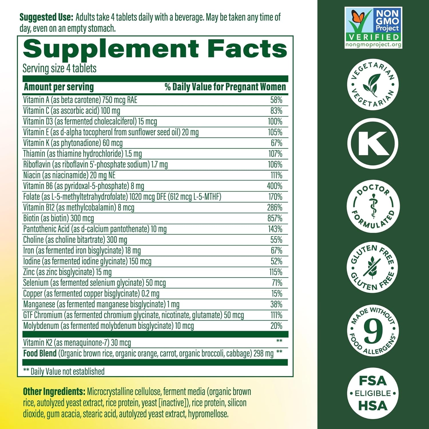 MegaFood Baby & Me 2 Prenatal Multi Minis - Prenatal Vitamins for Women with Choline & Methyl Folate - Gluten-Free, Vegetarian, Pre Natal Multivitamin for Women – 120 Minis Tablets, 30 Servings