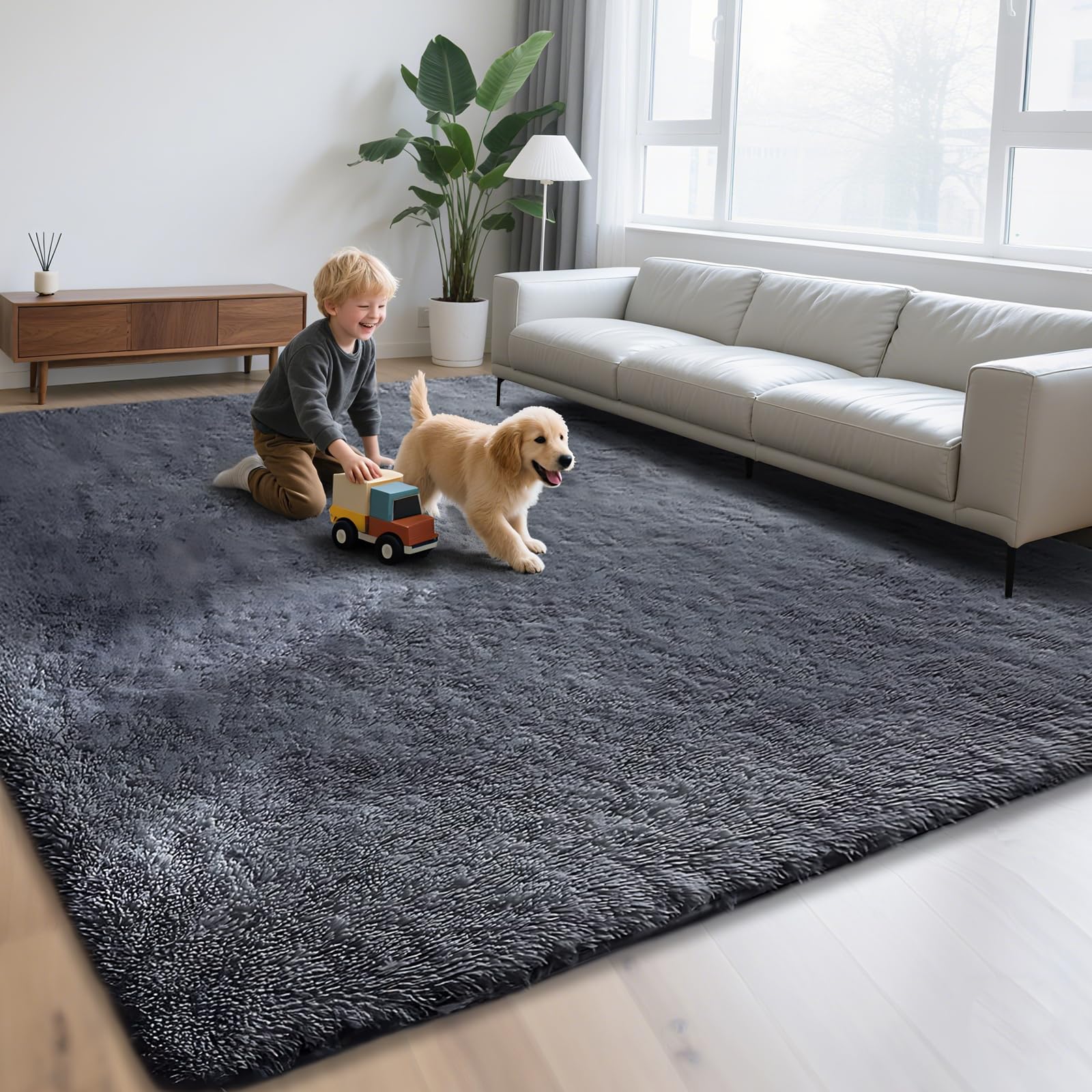 LNZHAO Rugs Living Room - 120x180cm Large Rug for Living Room - Washable Rug Super Soft Fluffy Shaggy Rugs Suit for Bedroom Dorm Nursery Kids Room Lounge Office Home Decor - Anti-Slip Backing Carpets
