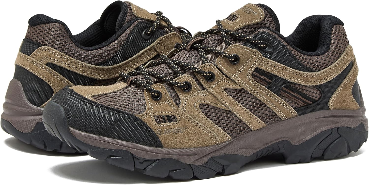 HI-TEC Ridge Low Hiking Shoes for Men, Lightweight Breathable Outdoor Trekking and Trail Sneakers