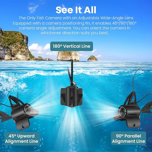Fish Finder - Videocamera subacquea da pesca, schermo HD da 4,3 pollici, con funzione di visione notturna, batteria da 5000 mAh, cavo da 30 m, grandangolare da 220°, visione notturna per pesca in mare - 3