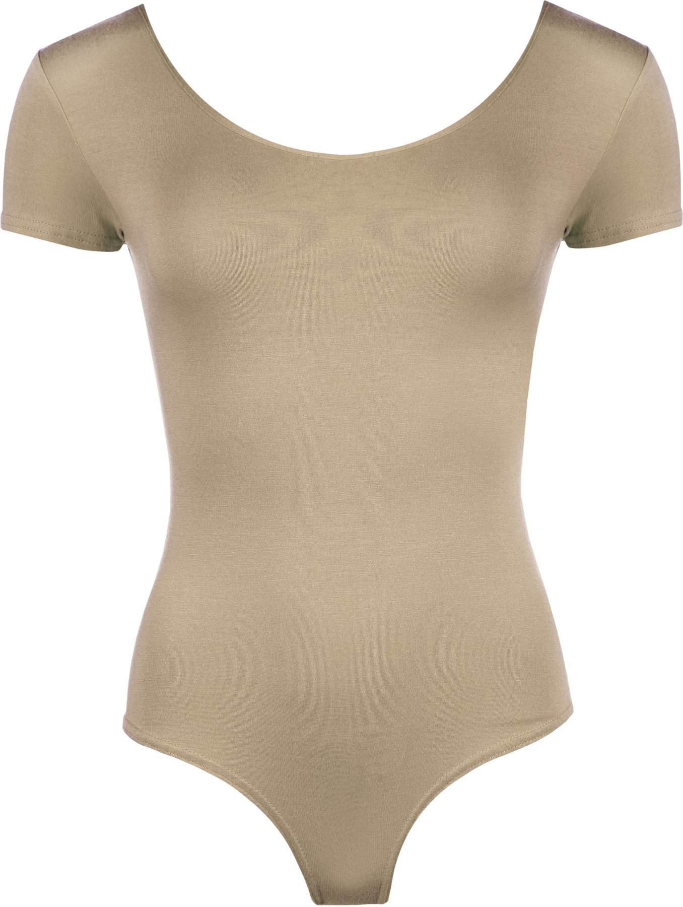 WearAll Ladies Stretch Bodysuit Top Womens Leotard - Mocha - 8/10