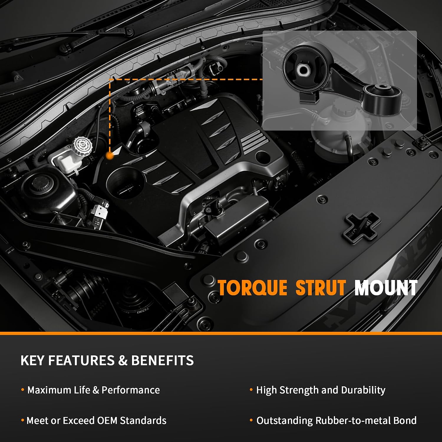 A4236 Front Right Torque Strut Mount Compatible with Lexus Toyota ES330 Camry Solara 2002-2008 V6 3.0L(1pcs)