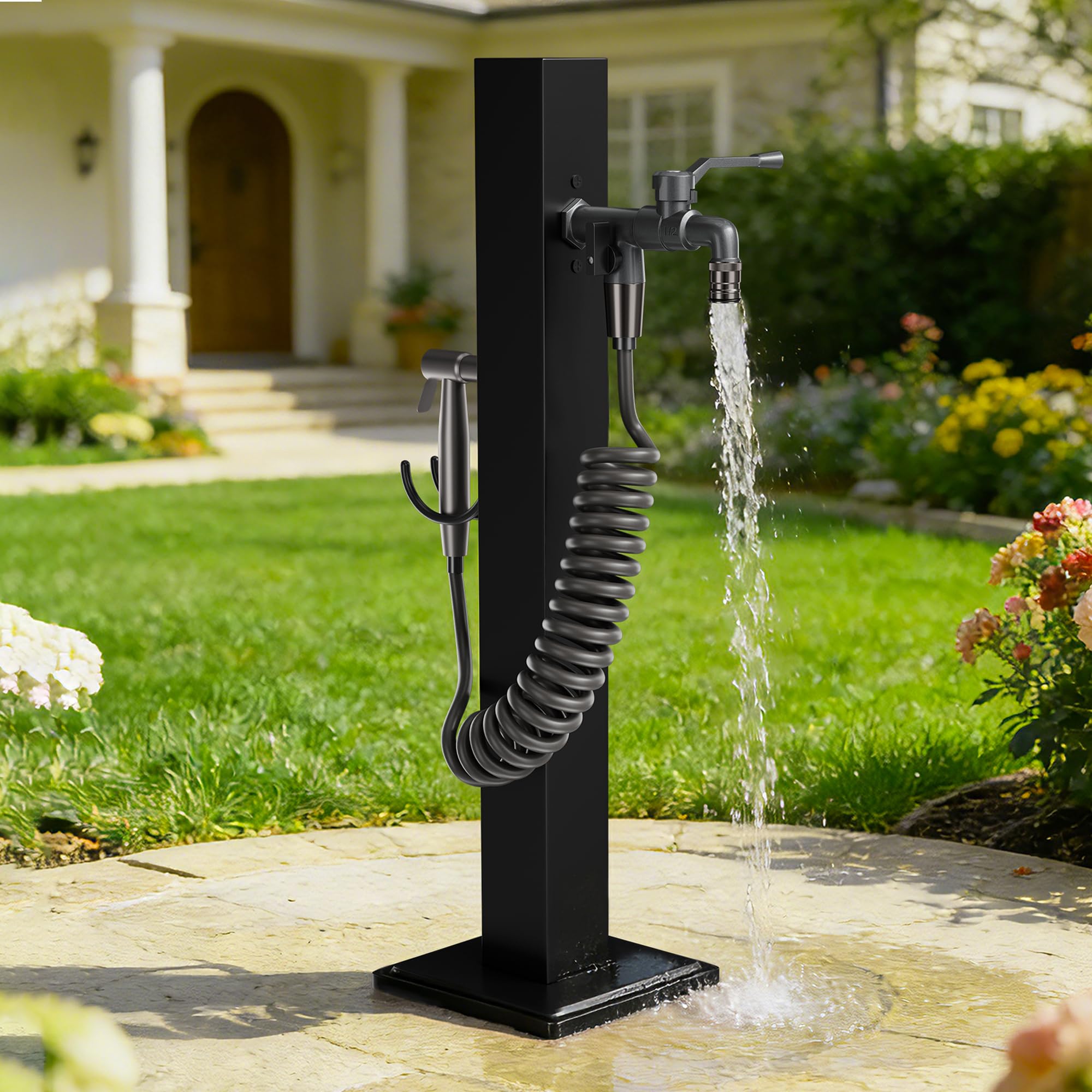 Colonne d'eau acier inoxydable 304 double sortie robinet pistolet résistant gel -20℃ jardin