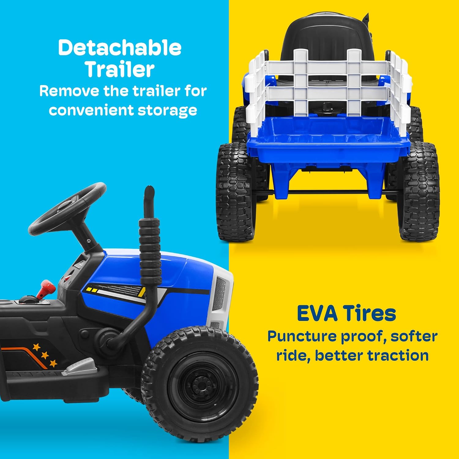 Kidzone Tractor eléctrico alimentado por batería para niños con