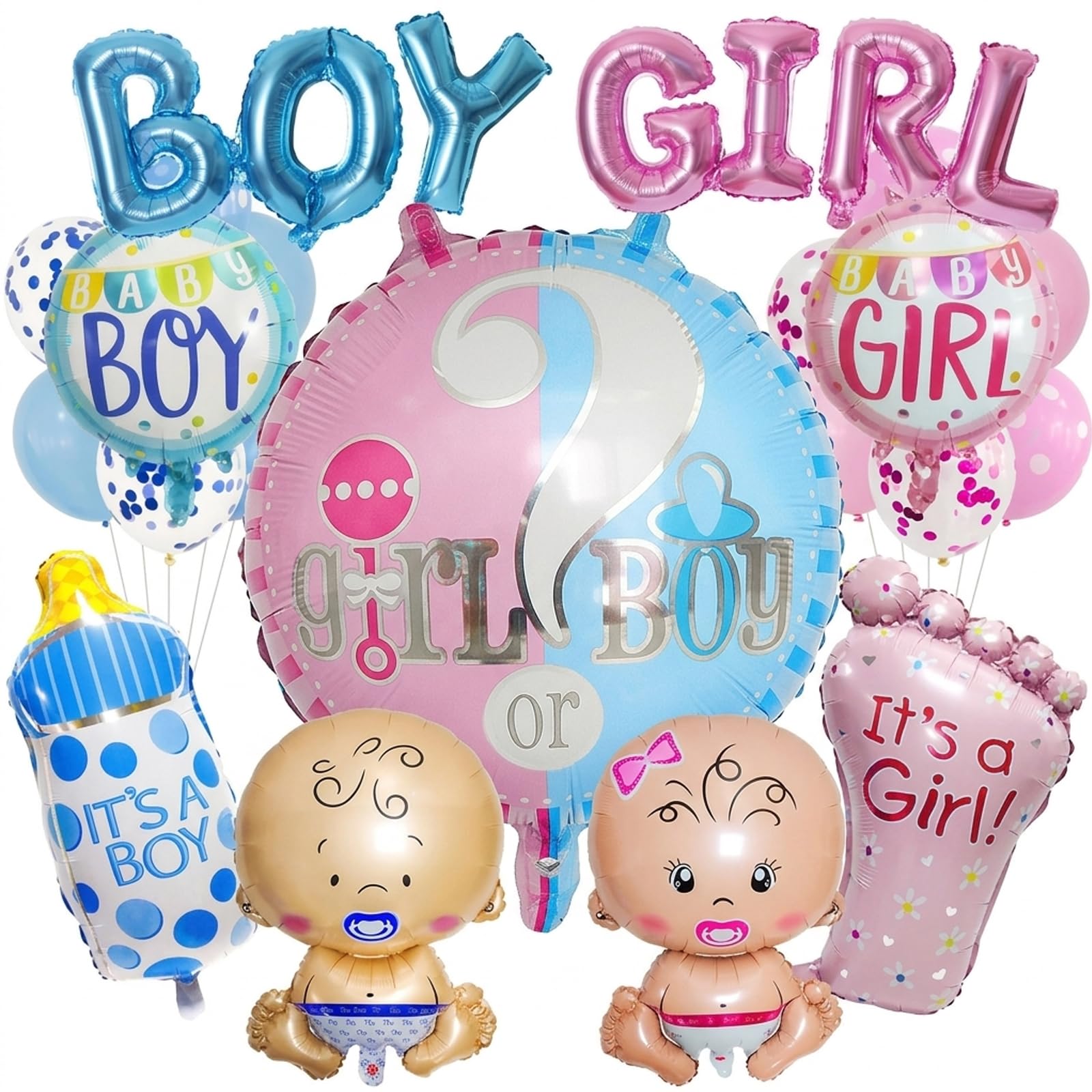 9 Gender Revealing Balloons, Gender Announcement Baby Party Decorations, Boy or Girl Balloons, Ideal Decorations for Baby Showers and Celebrations, Easy to Handle and Reuse