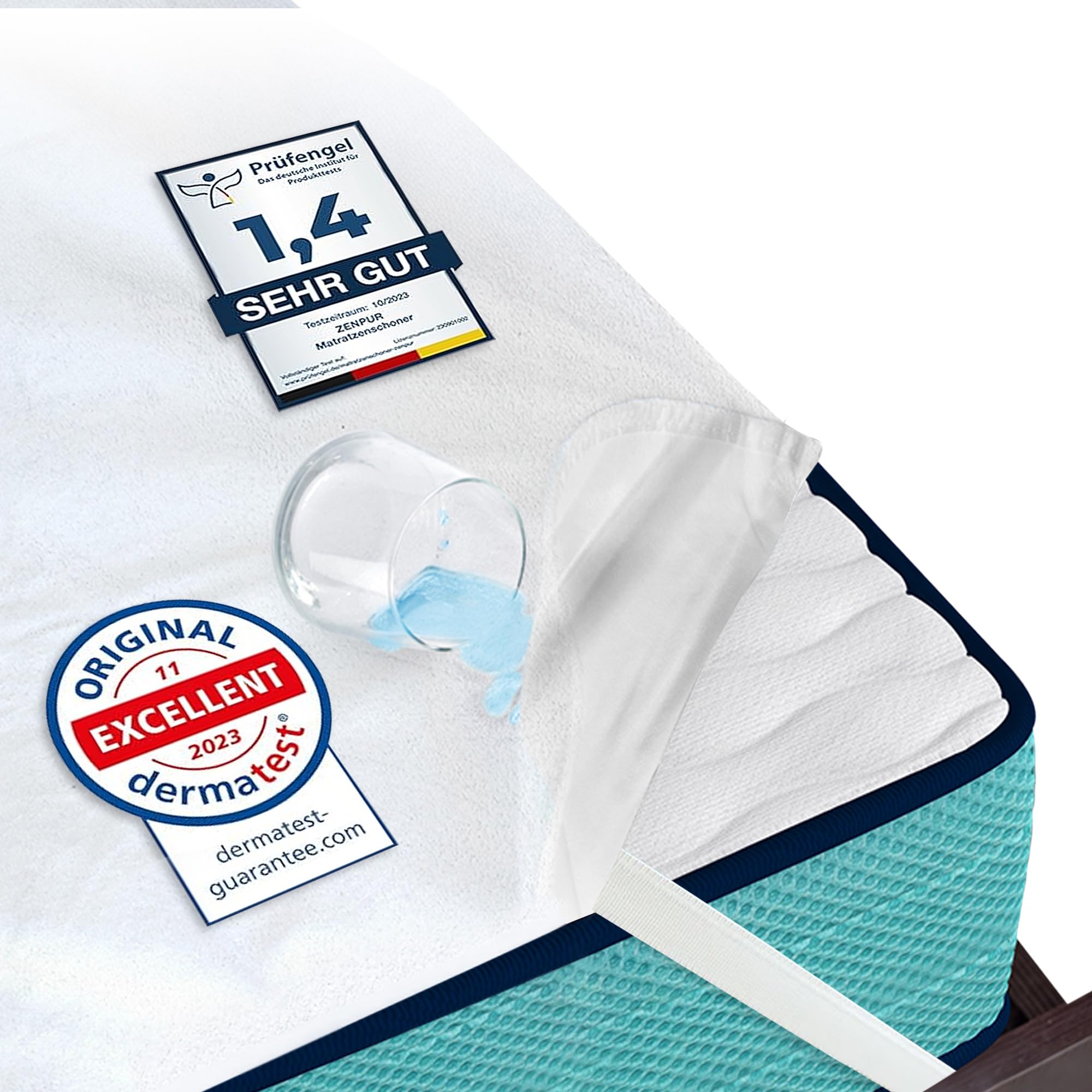 ZenPurBreathable Mattress Protector 180 x 200 cm, Waterproof Standard 100 by Oeko-TEX, Moisture Protection 180x200 cm, Incontinence Underlay, Washable and Waterproof Mattress Topper