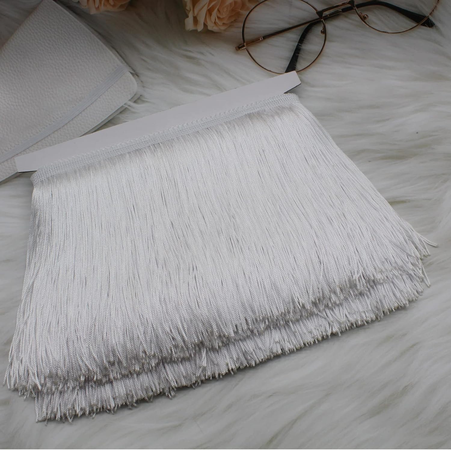 10 Yards of 8" White Fringe Trim Tassel Sewing Trim for Clothes Accessories Latin Wedding Dress DIY Lamp Shade Decoration